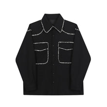 Load image into Gallery viewer, Woven Trim Casual Long Sleeve Shirt
