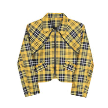 Load image into Gallery viewer, Yellow Plaid Casual Short Jacket
