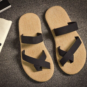 Linen Cross-strap Flip-flops