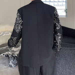 Irregular Silver Sequin Casual Suit