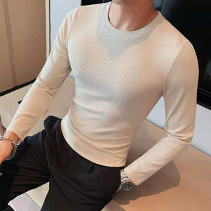 Slim Fit Crew Neck Stripe Long Sleeve T-Shirt