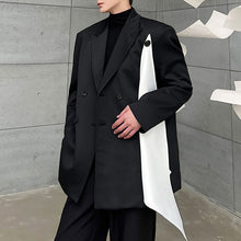 Load image into Gallery viewer, Black and White Paneled Shoulder Pad Lapel Blazer
