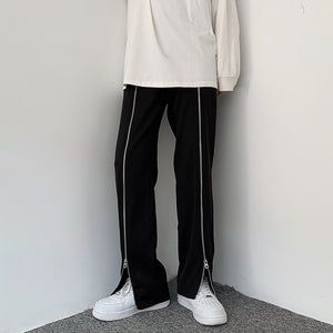 Zip Slit Straight Trousers