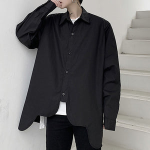 Rounded Hem Long Sleeve Shirt