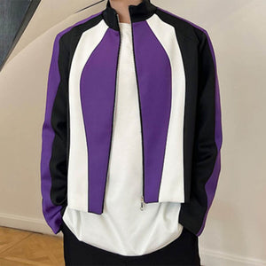 Colorblock Stand Collar Jacket