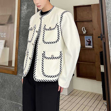 Load image into Gallery viewer, Contrasting Color Panel Web Embellished Coat
