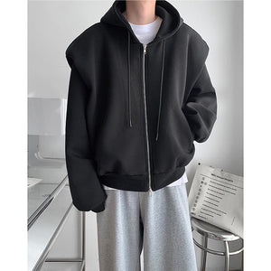 Loose Shoulder Pad Hooded Jacket Cardigan