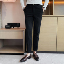 Load image into Gallery viewer, Waffle Solid Slim Fit Elastic Waist Trousers
