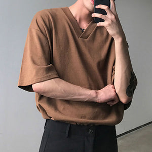 Loose V-Neck Short Sleeve T-Shirt