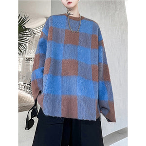 Contrasting Color Pullover Loose Sweater