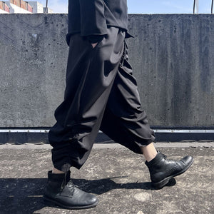 Dark Black Wide-leg Pants