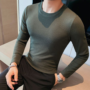 Slim Fit Crew Neck Stripe Long Sleeve T-Shirt