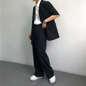 Men's Straight Belt Wide Leg Pants