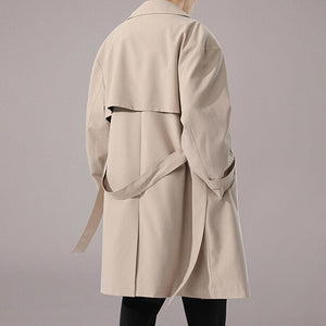 Solid Double-breasted Loose Trench Coat