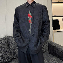 Load image into Gallery viewer, Retro Embroidery Jacquard Tie Long Sleeve Shirt
