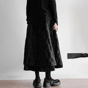 Dark Jacquard Double Panel Skirt