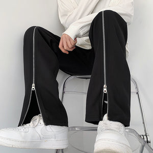 Zip Slit Straight Trousers