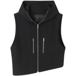 Zip Hood Sleeveless Vest Jacket