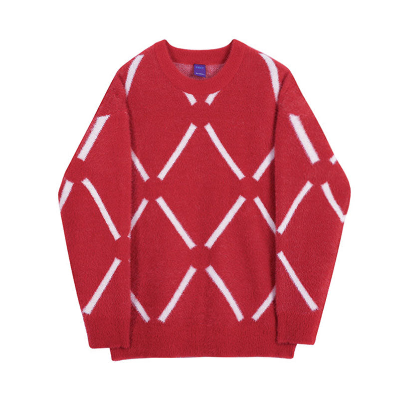 Winter Rhombus Plush Pullover