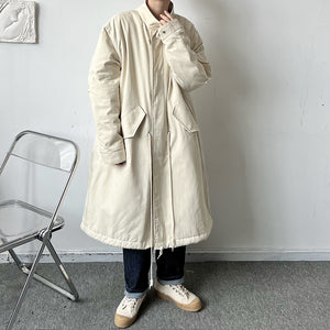 Japanese Loose Over-the-knee Thick Windbreaker