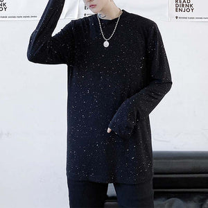 Dark Glitter Sequin Long Sleeve T-Shirt