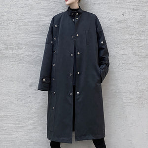 Loose Stand Collar Long Over Knee Windbreaker