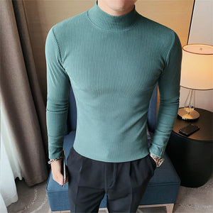 Slim Fit Striped Turtleneck T-shirt