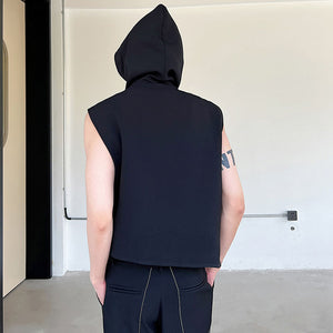 Zip Hood Sleeveless Vest Jacket