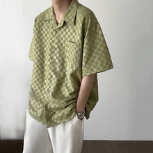 Load image into Gallery viewer, Checkerboard Lapel Short Sleeve Shirt
