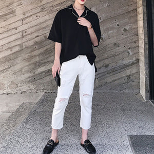 Simple Lapel Short Sleeve Pullover Shirt