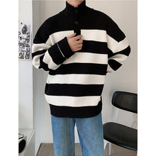 Load image into Gallery viewer, Half Turtleneck Button block Color Sweater
