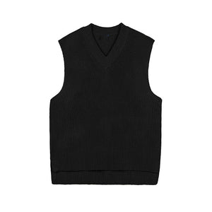 Solid V-Neck Knit Tank Top Sweater