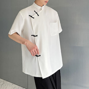 Contrast Button Short Sleeve Shirt