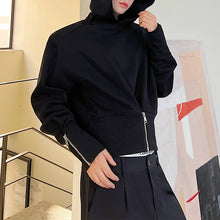 Load image into Gallery viewer, Shoulder Pads Zipper Hooded Sweatshirt
