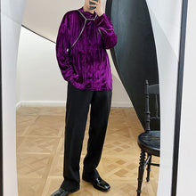 Load image into Gallery viewer, Pleated Velvet Half Turtleneck Metal Chain Top
