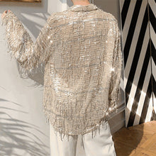 Load image into Gallery viewer, Fringed Sequined Mesh Shirt
