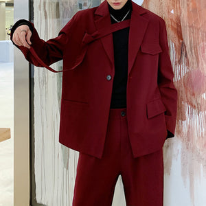 Red Irregular Tie Suit