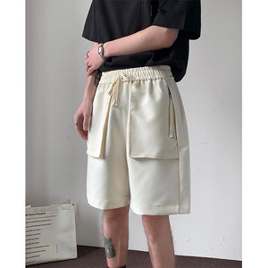 Drawstring Straight Large Pocket Cargo Cropped Shorts