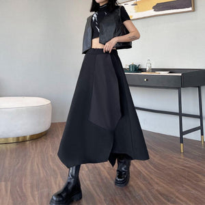 High Waist Zipper Slit A-Line Skirt