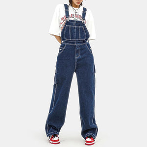 Retro Distressed Loose Overalls