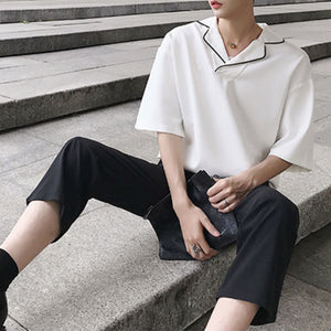 Simple Lapel Short Sleeve Pullover Shirt