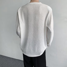 Load image into Gallery viewer, Textured Shoulder Pad Long Sleeve T-Shirt
