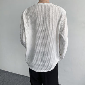 Textured Shoulder Pad Long Sleeve T-Shirt