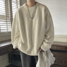 Load image into Gallery viewer, Wavy Crew Neck Solid Color Knit Sweater
