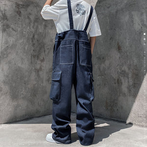 Retro Straight Loose Denim Bibs