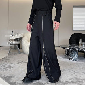 Zip Trim Loose Wide-Leg Lounge Pants