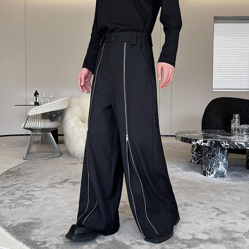 Zip Trim Loose Wide-Leg Lounge Pants