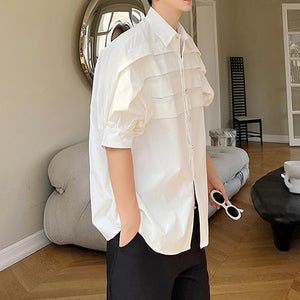 Pleated Trim Half Sleeve Shirt