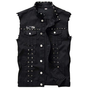 Denim Studded Vest Jacket