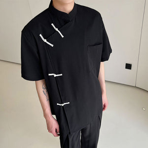 Contrast Button Short Sleeve Shirt